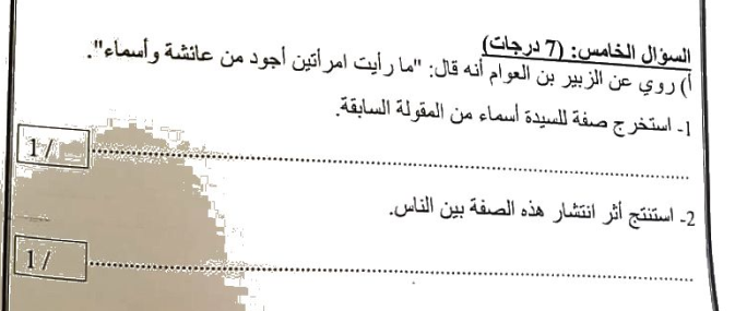 روي عن الزبير بن العوام أنه قال ما رأيت امرأتين أجود من عانشة وأسماء